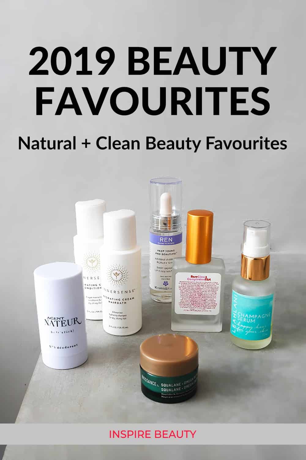 2019 clean beauty favourites featuring Innersense Organic Beauty, Living Libations, Agent Nateur, REN, Leahlani, Biossance