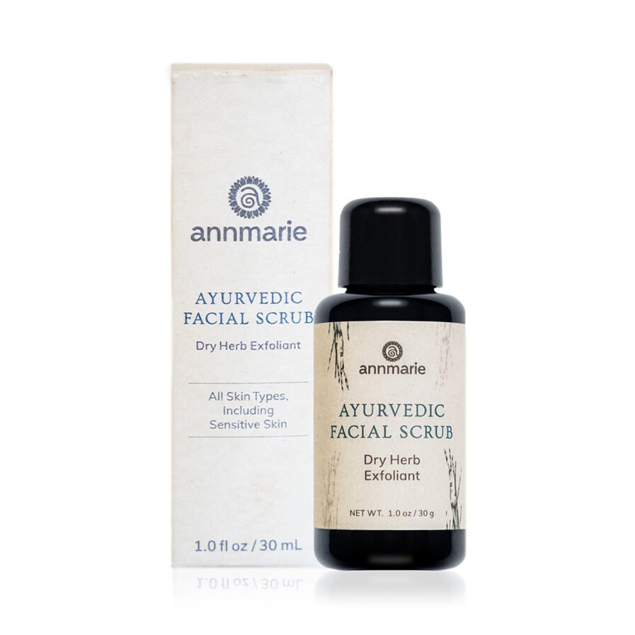 Shop Annmarie Ayurvedic Facial Scrub, a fragrant Indian herbal treatment powder to exfoliate, cleanse, and soften skin.