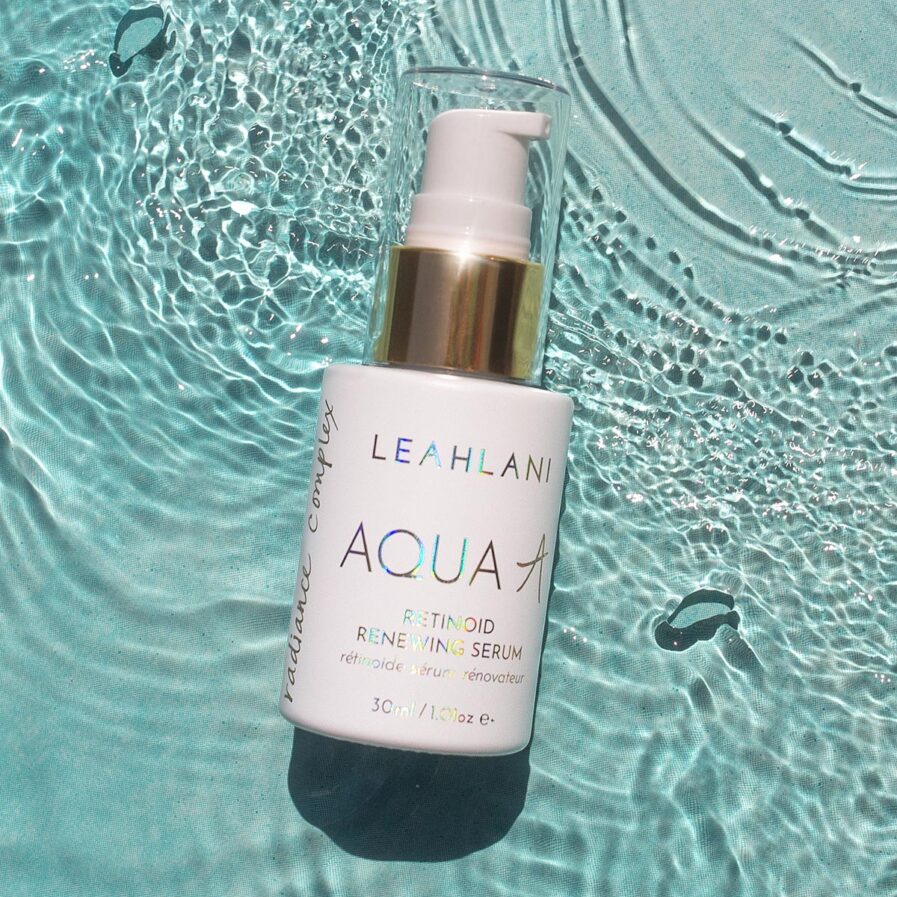 Leahlani Aqua A is a nighttime retinoid serum that helps renew and rejuvenate skin overnight.