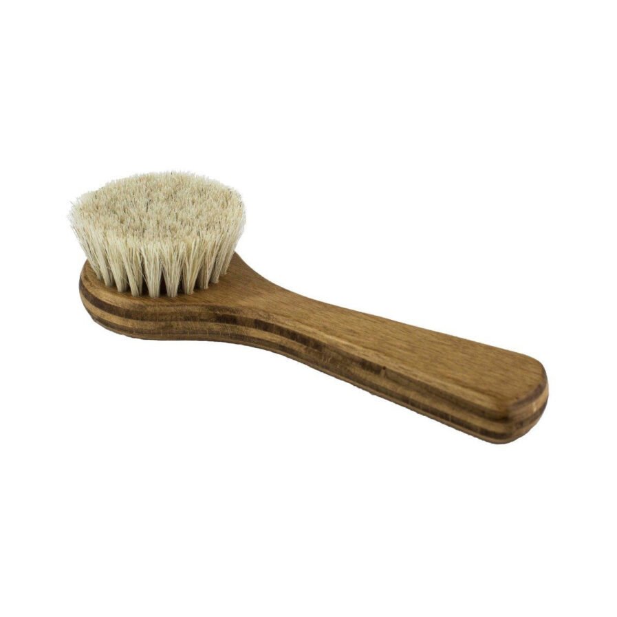 Shop Living Libations Facial Brush, a gentle dry brush for delicate skin on the face, neck and décolleté.