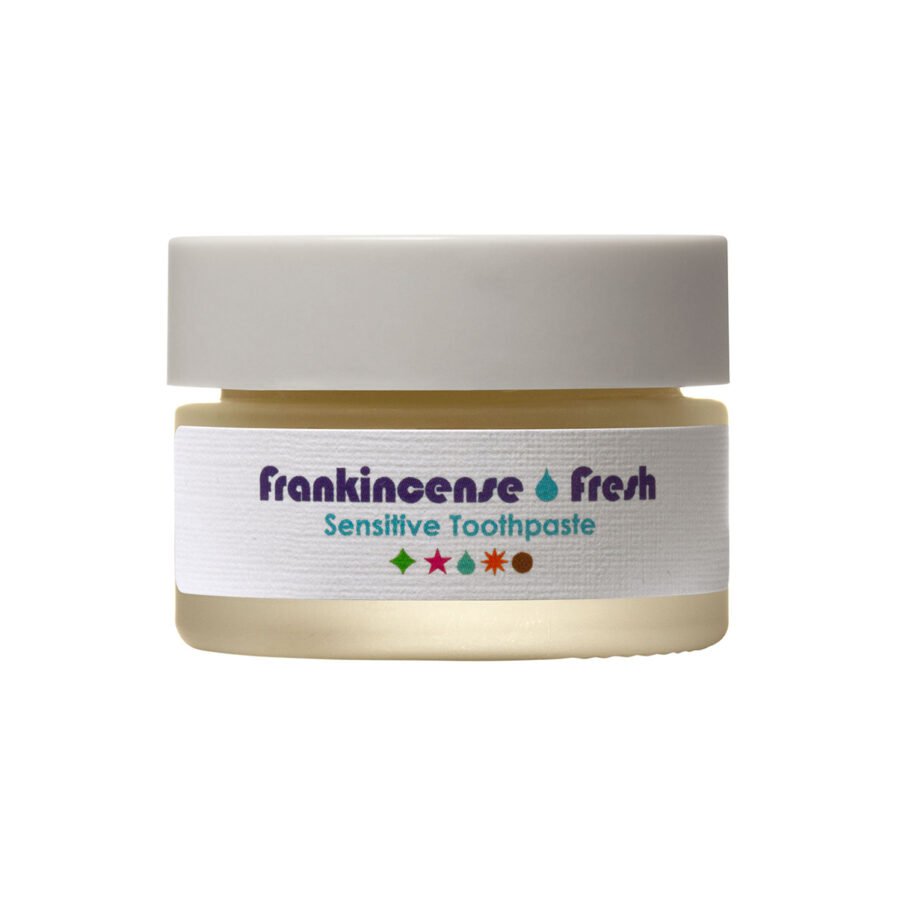 Living Libations Frankincense Fresh Toothpaste for sensitive teeth and gums.
