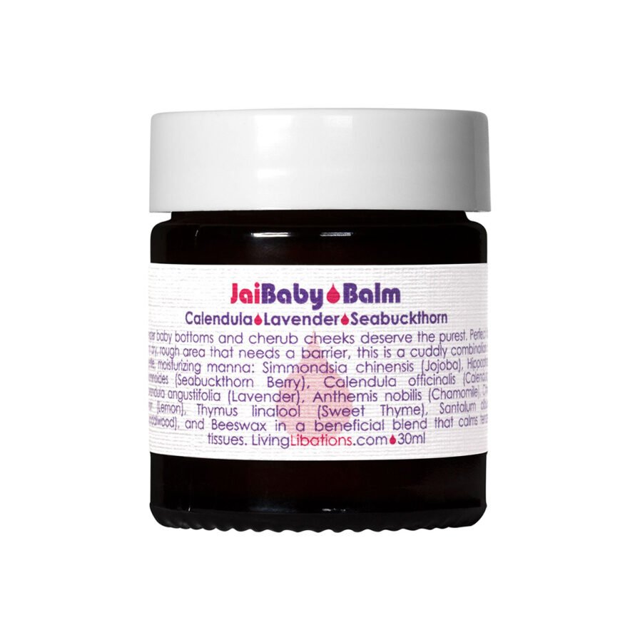 Shop Living Libations Jai Baby Balm, a comforting barrier balm for baby's sensitive skin.