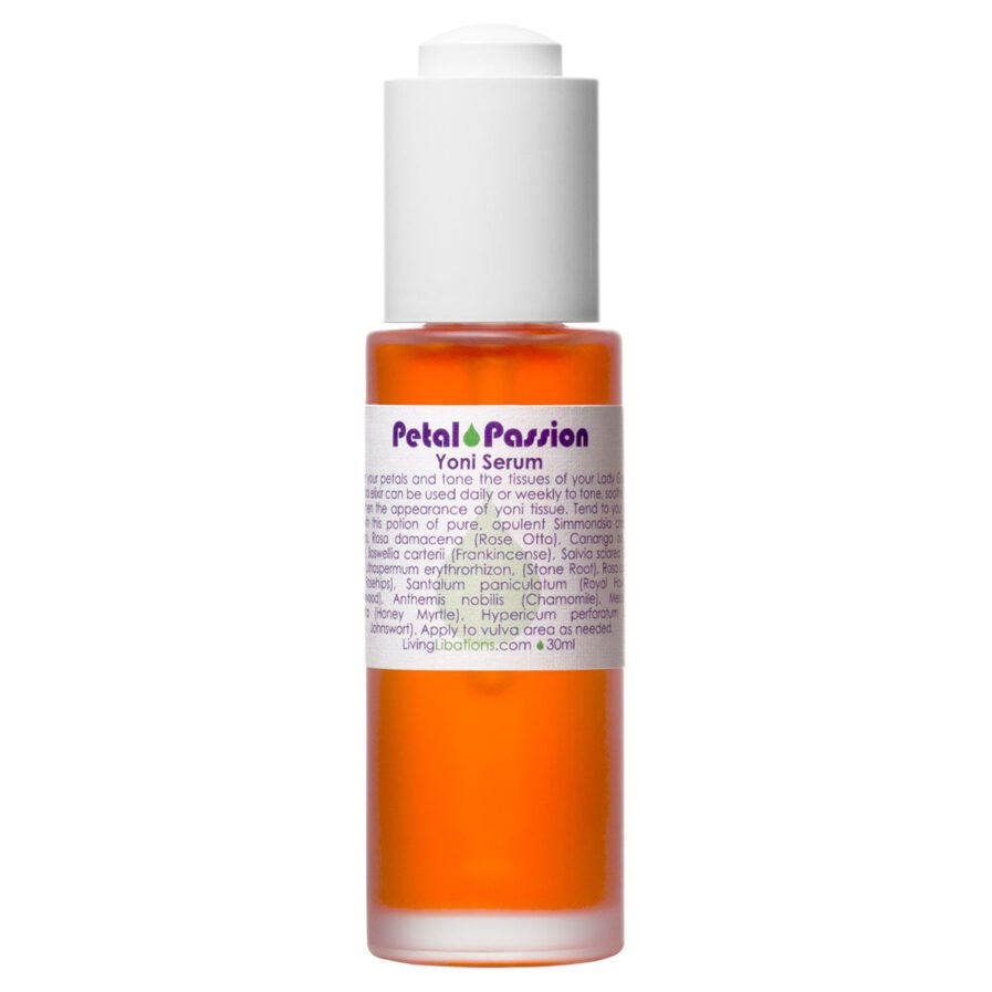 Living Libations Petal Passion Yoni Serum a natural lubricant to tone and nourish intimate areas.