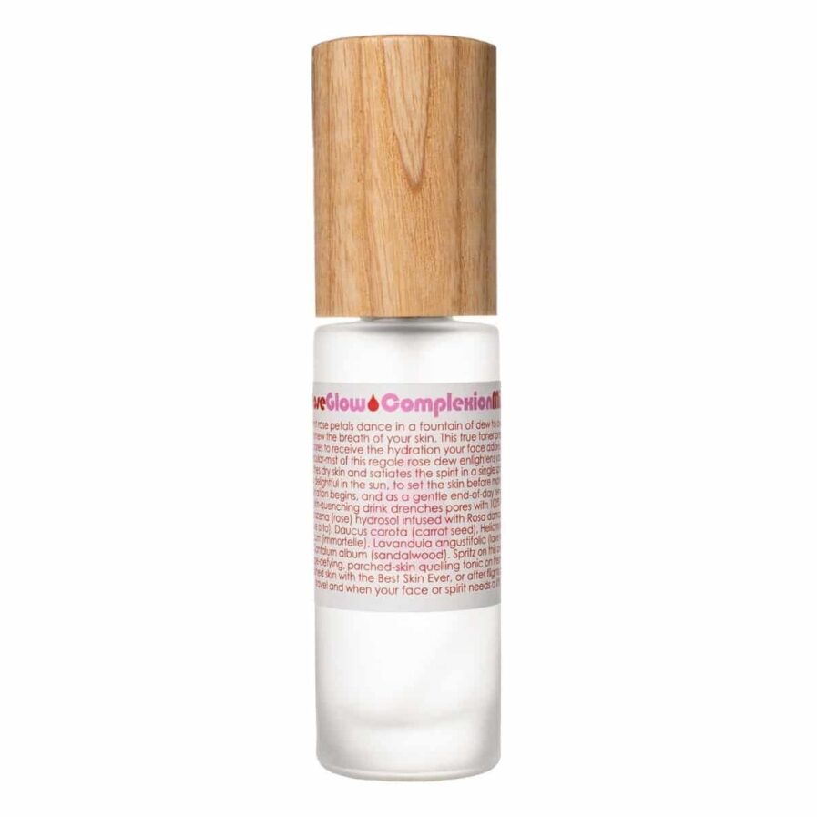 Living Libation RoseGlow Complexion Mist to brighten and revive dehydrated skin.
