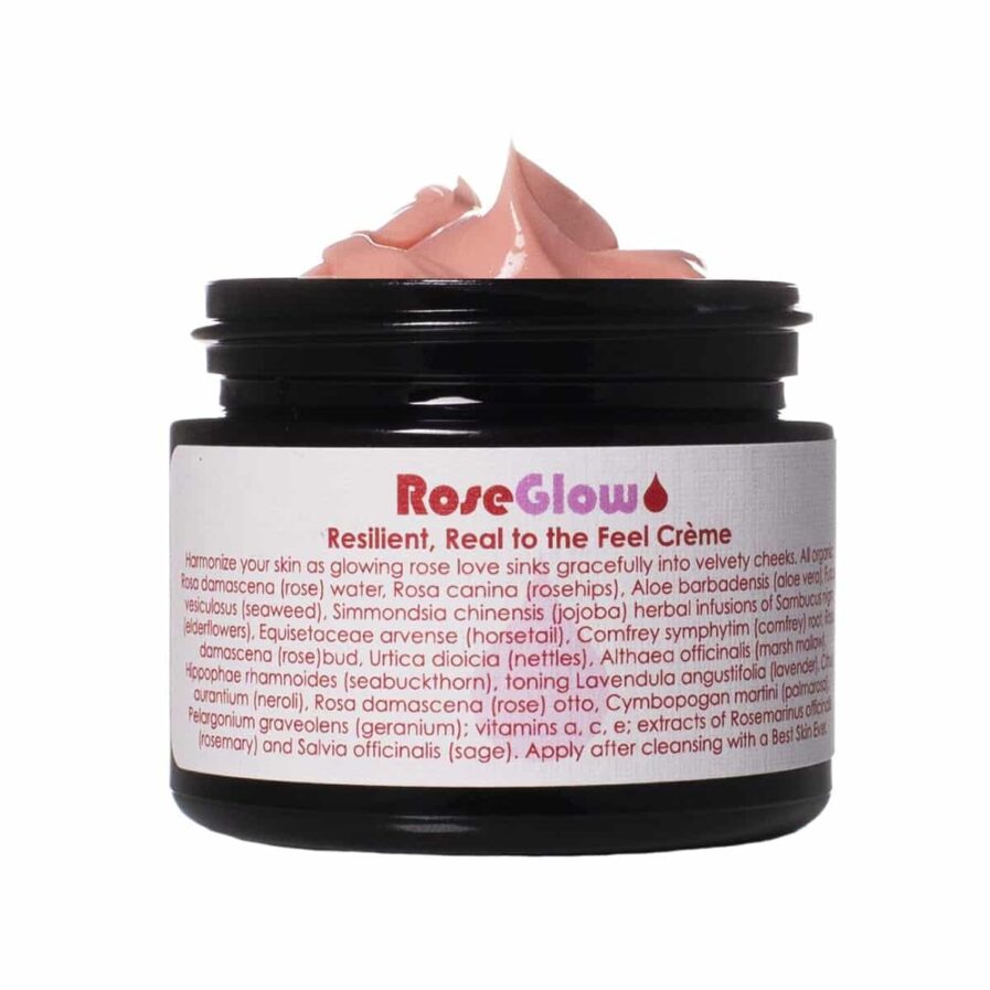 Living Libations Rose Glow Creme is a lightweight face moisturizer that hydrates and soften the skin easing fine lines and texture