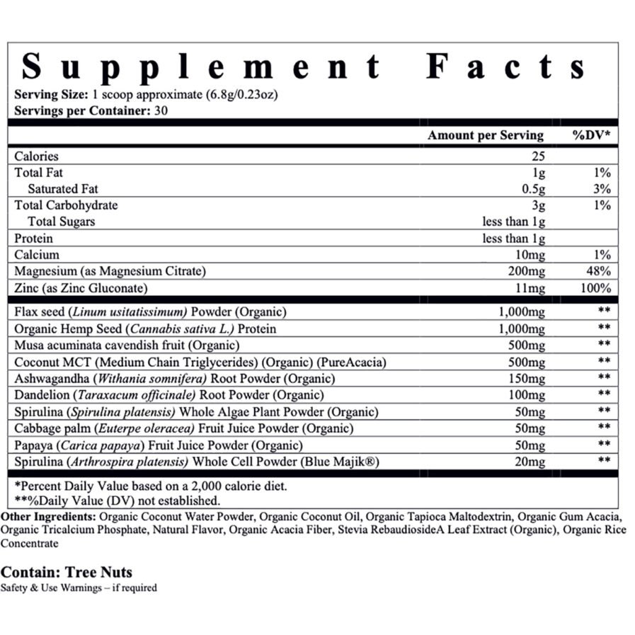 Mara Beauty Algae Mineral Skin Detox Supplement nutritional facts