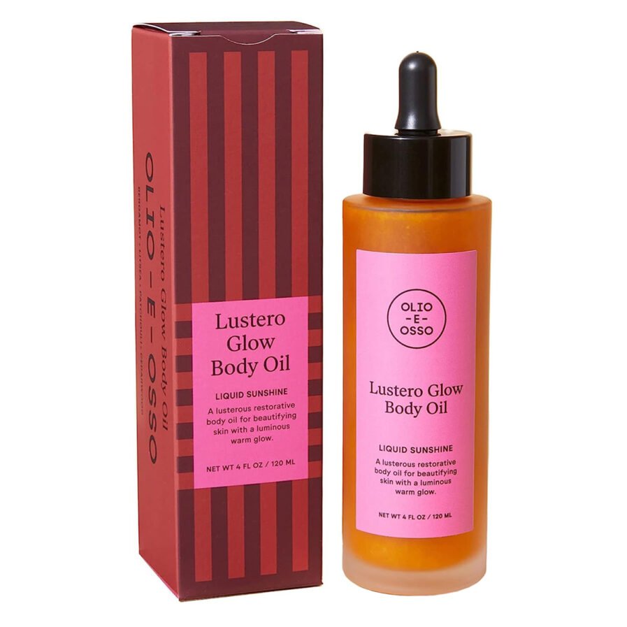 Olio E Osso Lustero Body Oil, a nourishing body oil with a hint of shimmer for a luminous glow.
